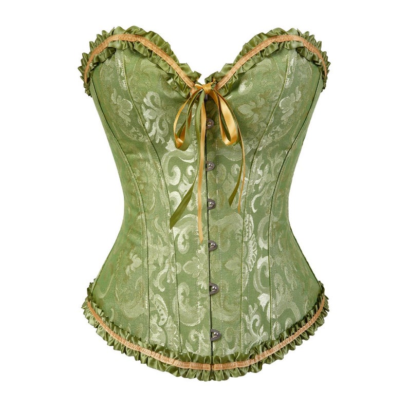 Zhitunemi Renaissance Corset Tops for Women: Green Corsets Plus Size Halloween Costumes - Ren Faire for Renaissance Festival Green Medium - Image 1